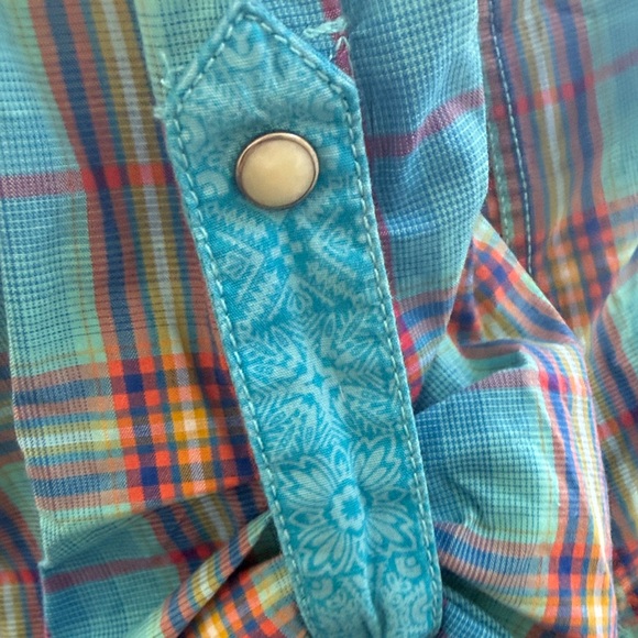 Panhandle Rough Stock Western Sz M Colorful Plaid Button-Up Shirt - Picture 7 of 9